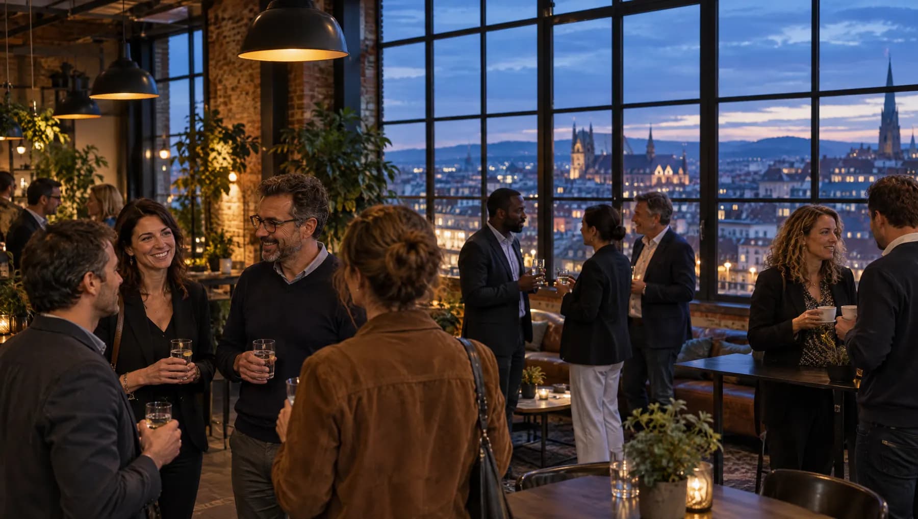 Afterwork d’un réseau d’entrepreneurs dans un loft en ville.